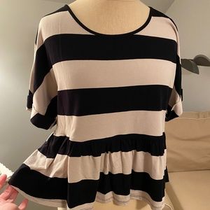 Striped Peplum Blouse/Top (M)